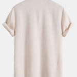 Waffle Polo Collar Shirt with Pocket