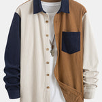Corduroy Patchwork Shirt & Straight Leg Corduroy Pants Set