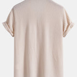 Short Sleeve Knitted Waffle Cuban Shirt