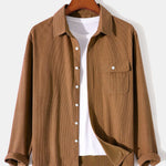 Long Sleeve Flap Pocket Corduroy Shirt