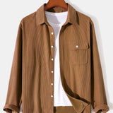Long Sleeve Flap Pocket Corduroy Shirt