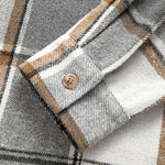 Contrast Corduroy Plaid Hooded Shirt & Drawstring Corduroy Cargo Jogger Set