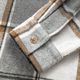 Contrast Corduroy Plaid Hooded Shirt & Drawstring Corduroy Cargo Jogger Set