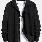Long Sleeve Corduroy Cuban Collar Shirt & Corduroy Pants Set