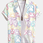 Colorful Smiley Print Button Up Shirt