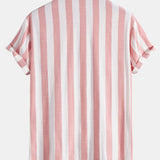 Striped Cuban Collar Shirt & Straight Leg Linen Pants Set