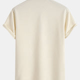 Stripe Jacquard Zip Up Polo & Shorts Set