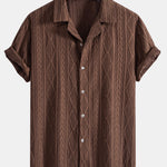 Geometric Jacquard Eyelet Cuban Shirt & Linen Cotton Blend Shorts Set