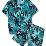 Tropical Print Shirt & Tropical Print Swim Shorts Set