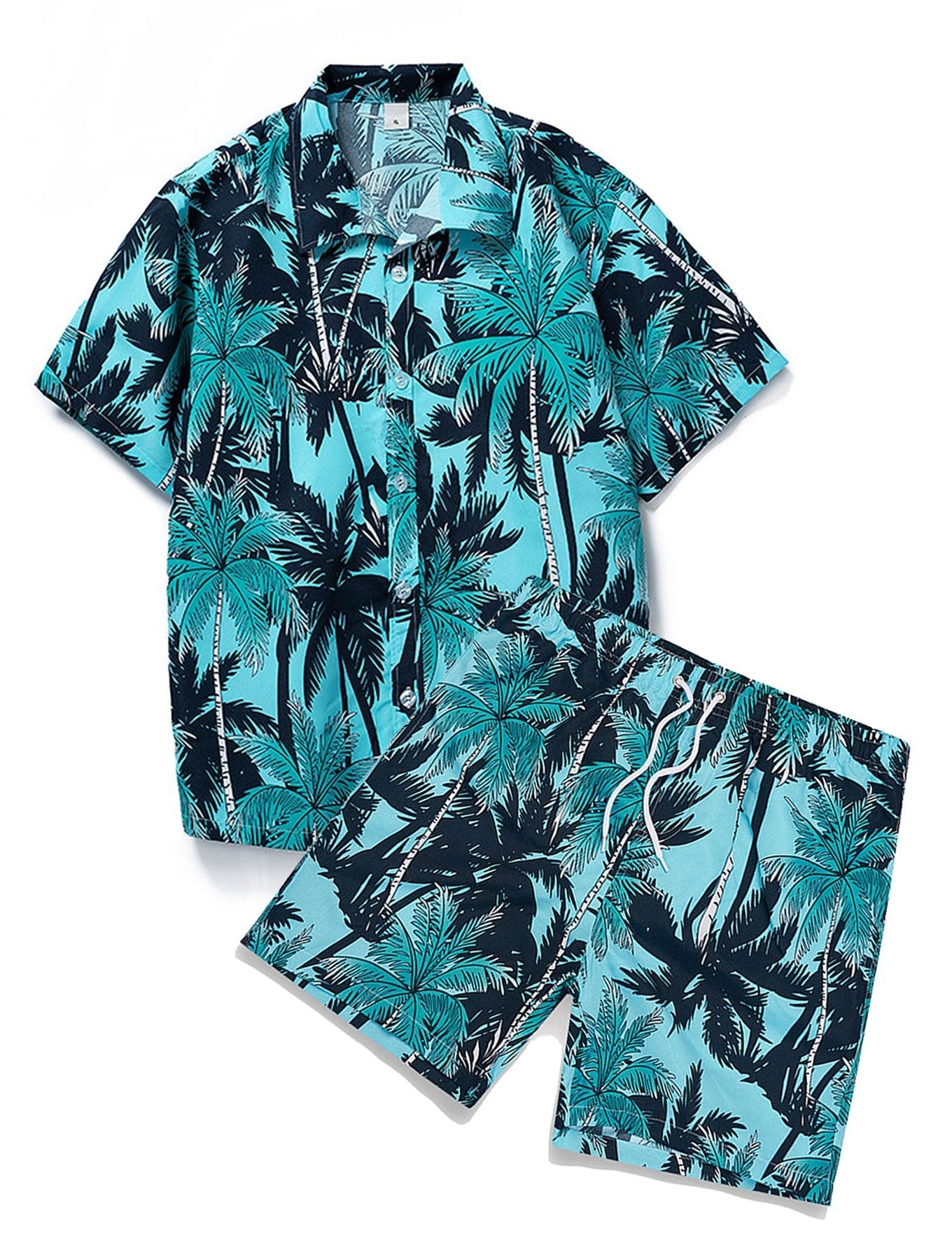 Tropical Print Shirt & Tropical Print Swim Shorts Set