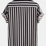 Striped Stand Collar Shirt & Swim Shorts Set