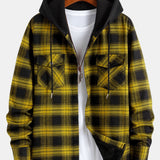 Fleece Lined Plaid Hooded Shirt