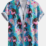 Tropical Plants and Orangutan Print Shirt & Swim Shorts Set