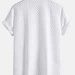 Rhombus Geometric Jacquard Textured Cuban Shirt