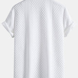 Rhombus Geometric Jacquard Textured Cuban Shirt