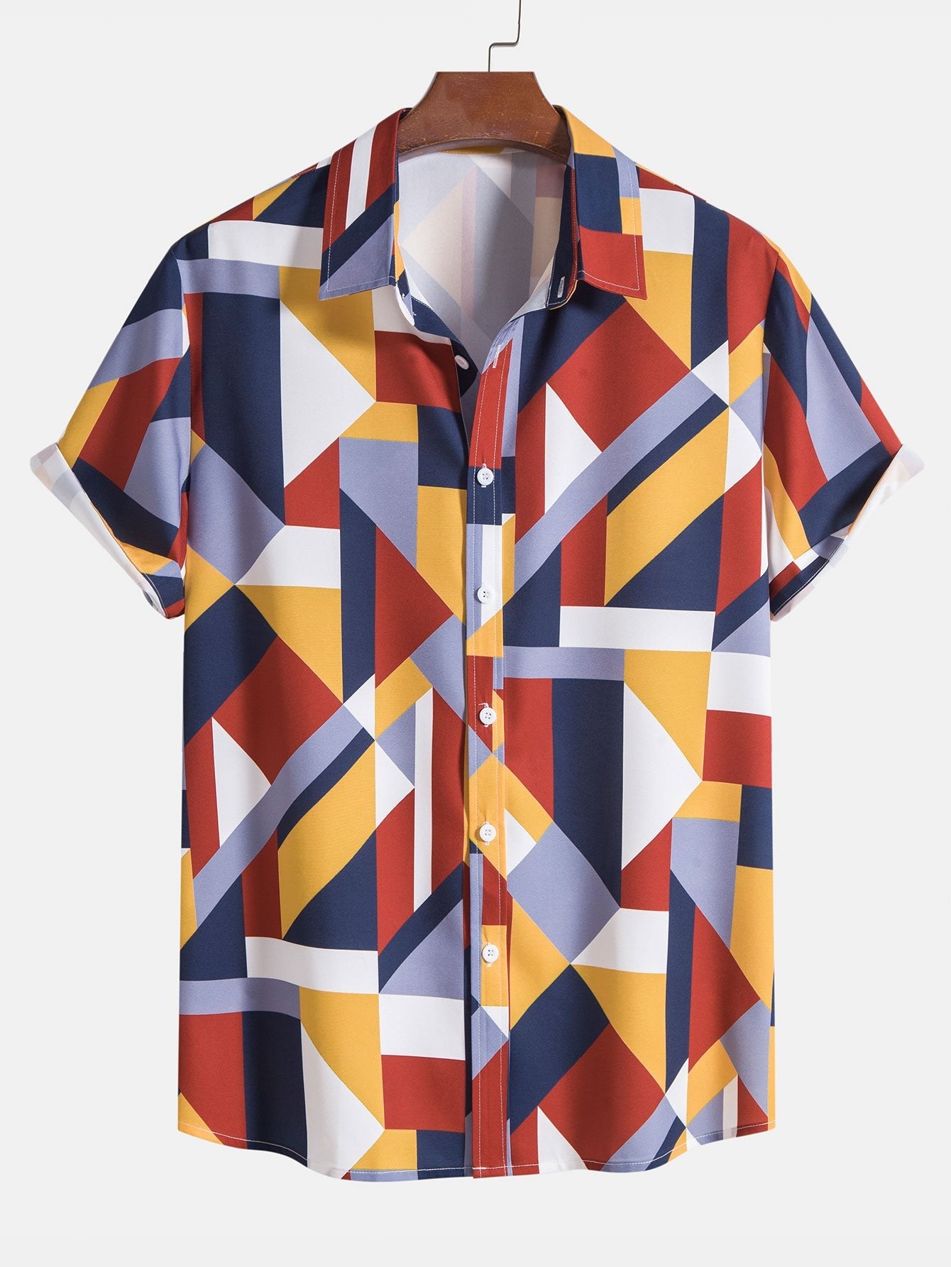 Geometric Print Button Up Shirt