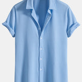 Muscle Fit Ribbed Button Up Shirt