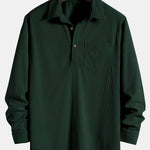 Long Sleeve Polo Neck Corduroy Shirt & Shorts Set