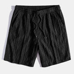 Geometric Jacquard Eyelet Cuban Shirt & Textured Shorts with Lining Set
