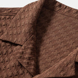 Houndstooth Jacquard Cuban Shirt & Straight Leg Linen Pants Set