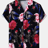 Red Rose Print Revere Shirt