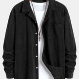 Corduroy Cuban Collar Shirt & Drawstring Corduroy Cargo Jogger Pants Set