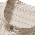 Linen Blend Striped Henley Collar Shirt & Linen Cotton Blend 11" Shorts Set