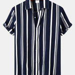 Stripe Print Shirt & Swim Shorts Set
