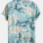 Marble Texture Print Button Up Shirt