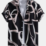 Abstract Print Button Up Shirt
