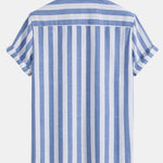 Striped Cotton Blend Shirt & Straight Leg Linen Pants Set