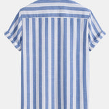 Striped Cotton Blend Shirt & Straight Leg Linen Pants Set