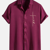 Faith Letter Print Button Up Shirt