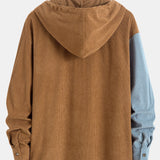 Relax Fit Colorblock Corduroy Hooded Shirt