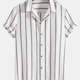 Cotton Blend Striped Cuban Shirt