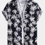 Palm Tree Print Shirt & Swim Shorts Set