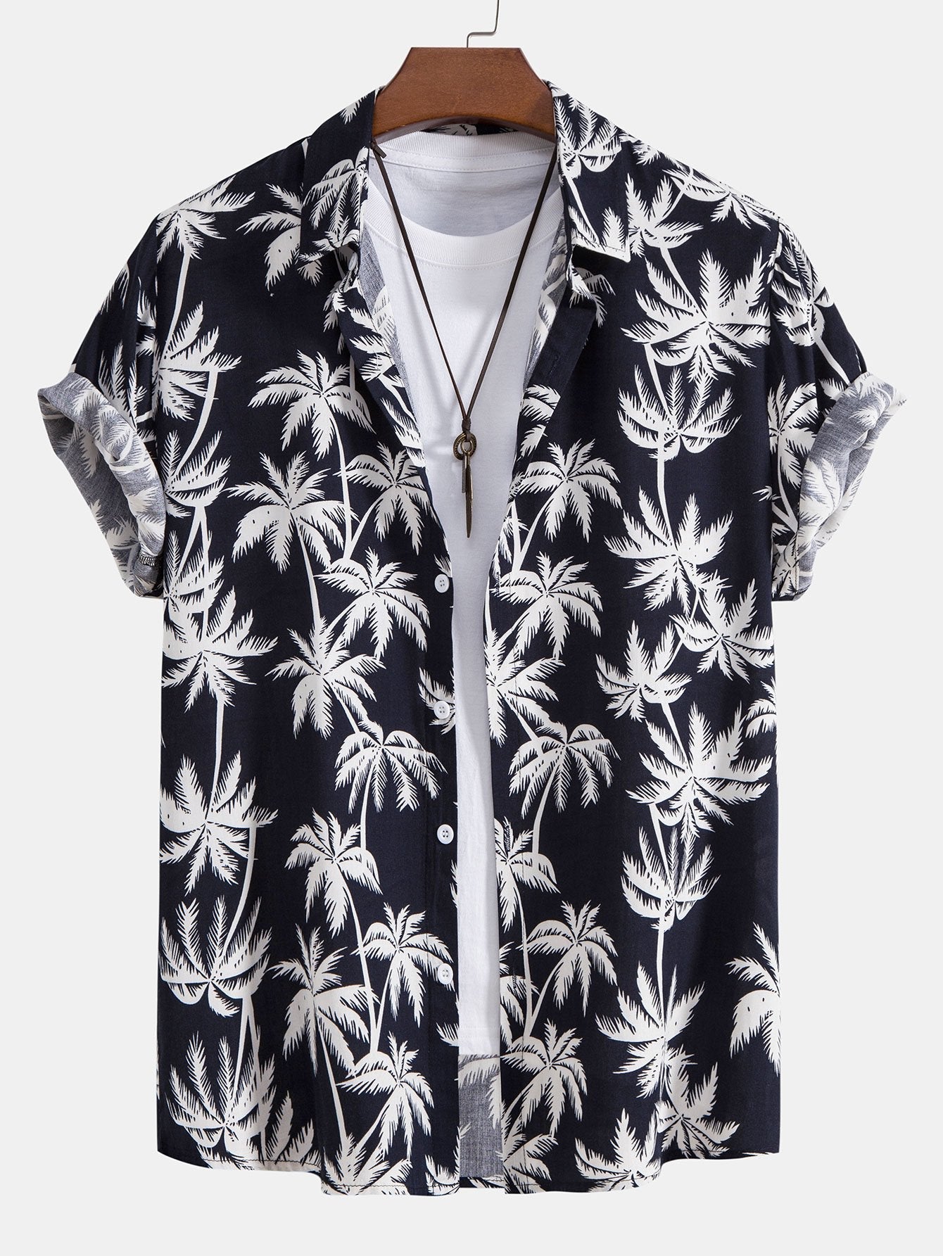 Palm Tree Print Shirt & Swim Shorts Set