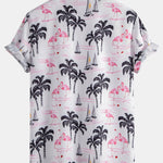 Palm Tree Flamingo Print Shirt & Swim Shorts Set