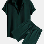 Muscle Fit Ribbed Shirt & Shorts Set