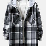 Long Sleeve Hooded Flannel Plaid Overshirt