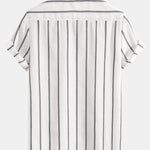Cotton Blend Striped Cuban Shirt & Straight Leg Linen Pants Set