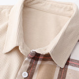 Corduroy Plaid Panel Shirt
