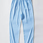 Short Sleeved V-Neck Ribbed Polo & Straight Leg Ribbed Pants Set