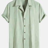 Textured Cotton Revere Shirt & 5" Shorts Set