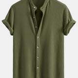 Waffle Stand Collar Shirt