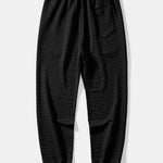 Contrast Waffle Hooded Shirt & Drawstring Waffle Jogger Pants Set