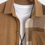 Relax Fit Corduroy Plaid Patchwork Shirt