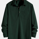 Long Sleeve Polo Neck Corduroy Shirt