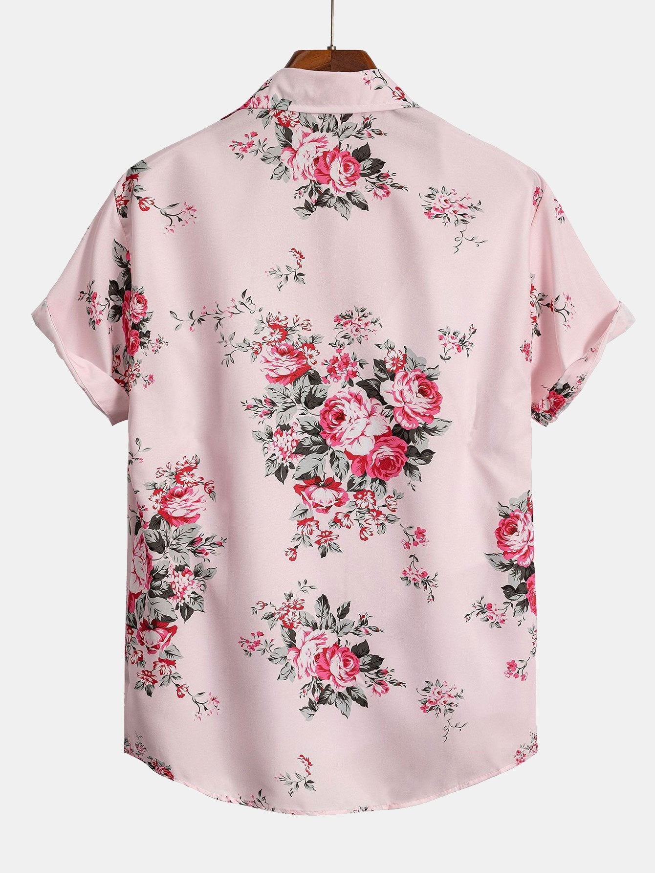 Rose Floral Print Button Up Shirt