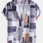 Tile Patchwork Print Button Up Shirt